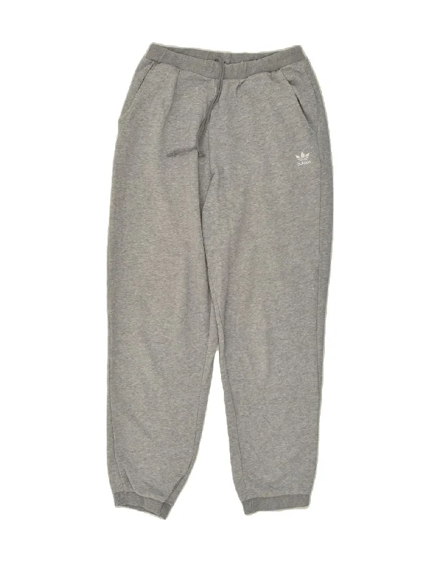 ADIDAS Womens Tracksuit Trousers Joggers UK 10 Small Grey Cotton