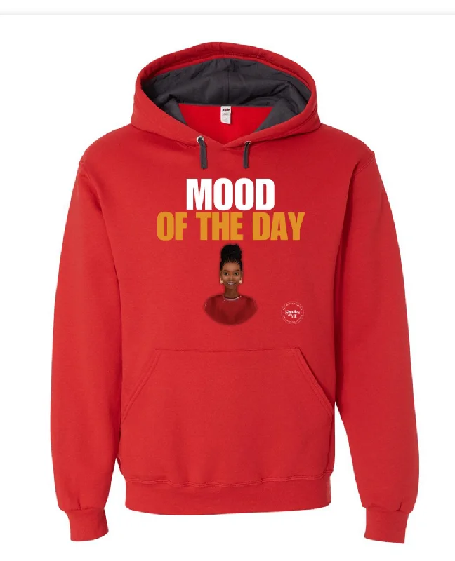 Mood of the Day Hoodie - Happy (Black Woman, red shirt)