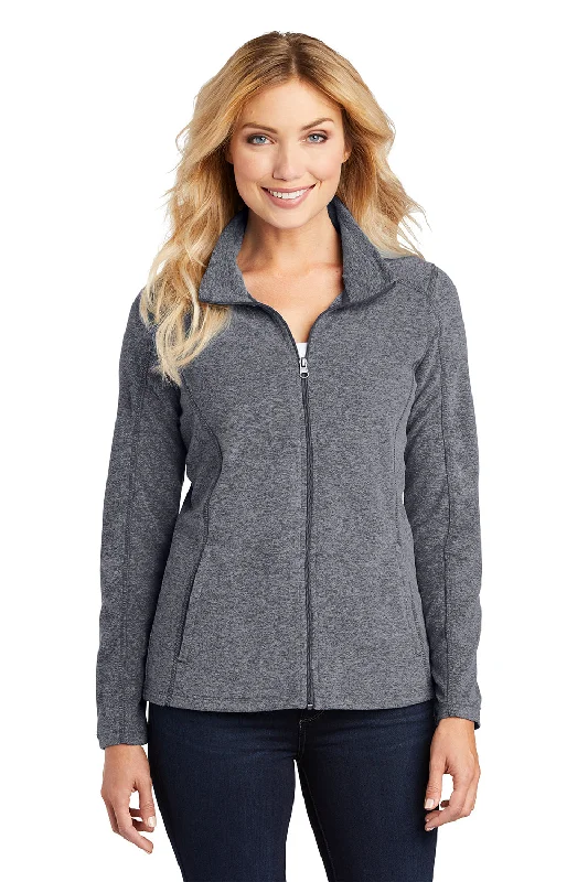 Port Authority Womens Pill Resistant Heather Microfleece Full Zip Sweatshirt - Heather True Navy Blue