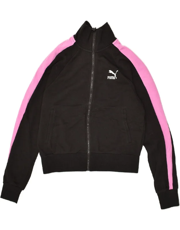 PUMA Womens Tracksuit Top Jacket UK 6 XS Black Cotton