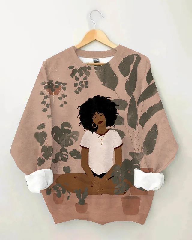 Brown Girl Meditation Long Sleeve Sweatshirt