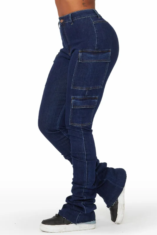 Vixen Dark Wash Cargo Super Stacked Jean