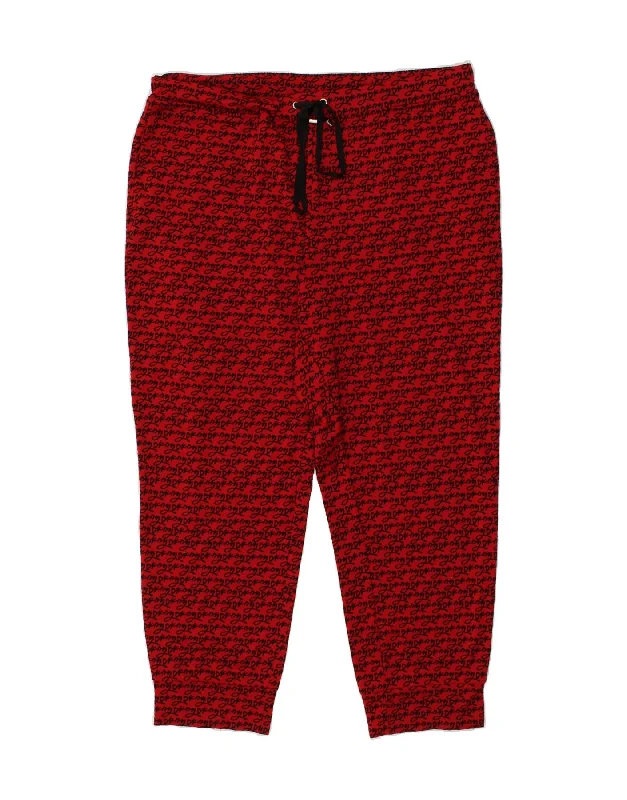 DKNY Womens Graphic Tracksuit Trousers Joggers UK 18 XL Red Polyester