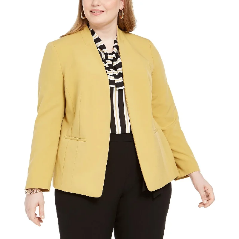 Bar III Women's Trendy Open-Front Blazer Bright Yellow Size 2X