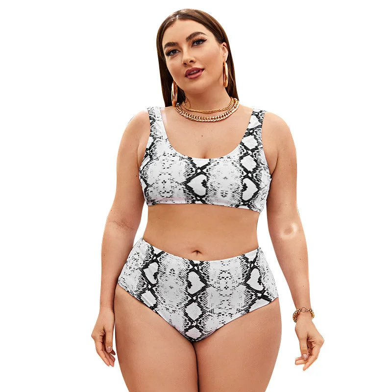 Women Snake Print Plus Sizes Bikinis Swimsuits