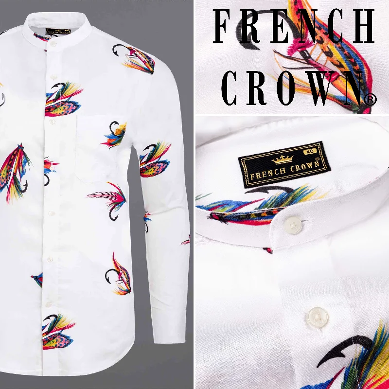 Bright White Printed Premium Tencel Shirt