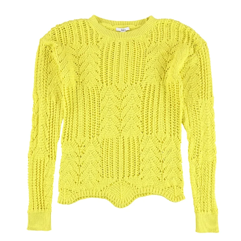 bar III Womens Pointelle Knit Pullover Sweater, Yellow, X-Small