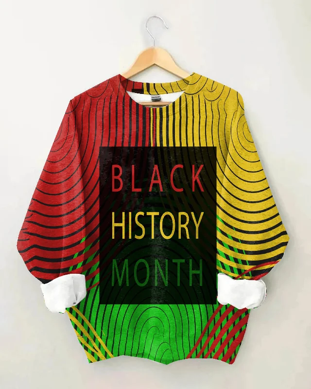 Black History Geometric Curve Contrasting Colors Unisex Long Sleeve Sweatshirt