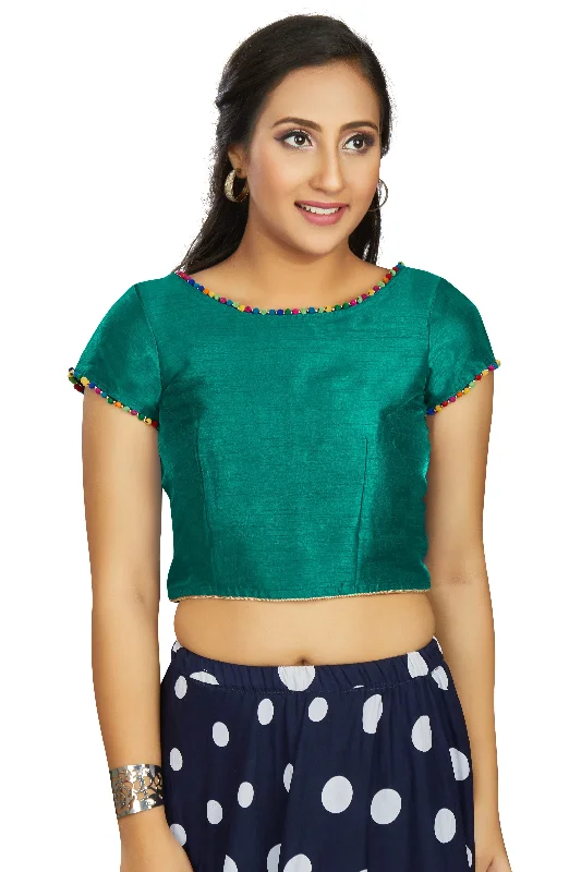 Women's Sea Green Art Silk Designer Party Wear Readymade Blouse  (Stitched ) - Aastha Fashion