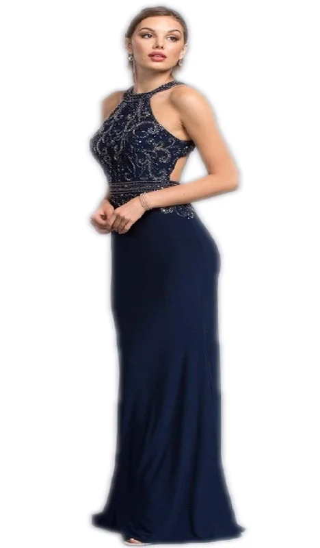 Aspeed Design - Dazzling Halter Neck Sheath Prom Dress