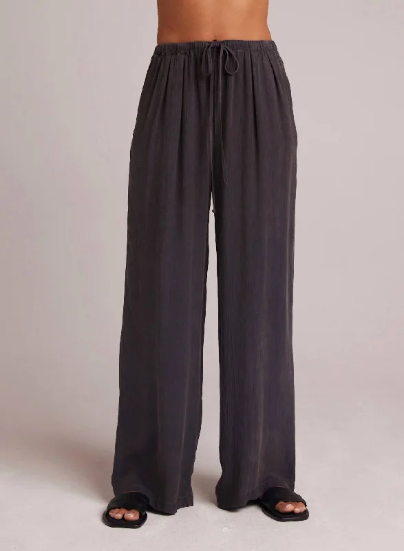 Easy Pleated Wide Leg Pant In Slate Charcoal