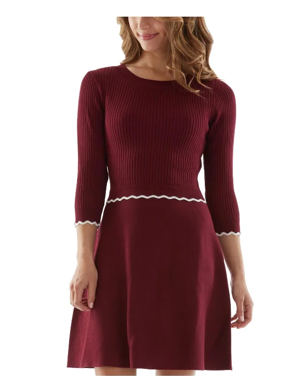 Juniors Womens Knit Ribbed Sweaterdress