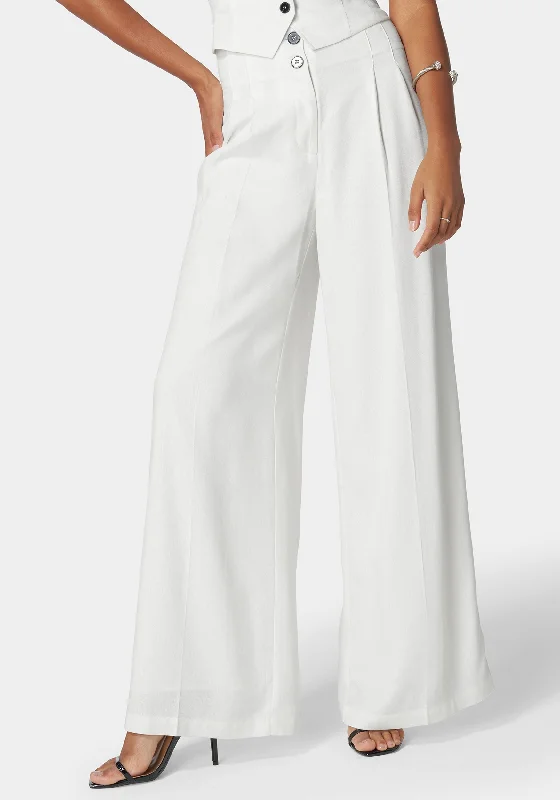 Pleated High Waist Full Wide Leg Pant