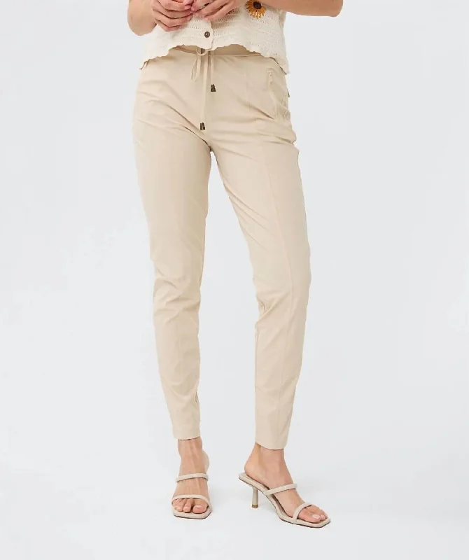 Pull On Travel Trousers In Sand