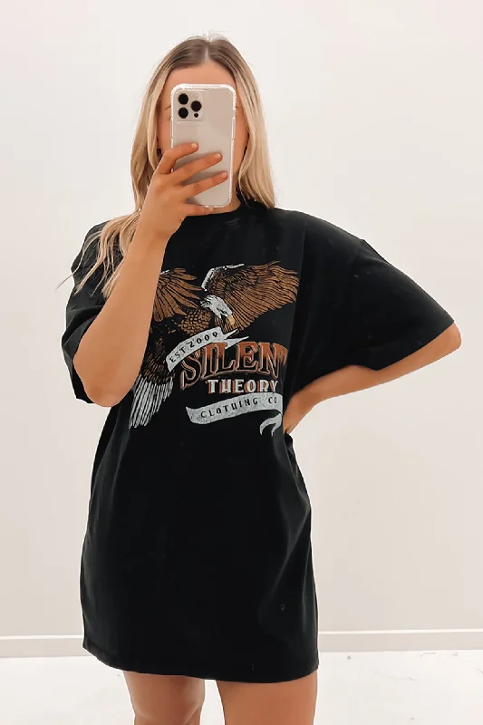 Raptor Tee Dress Washed Black