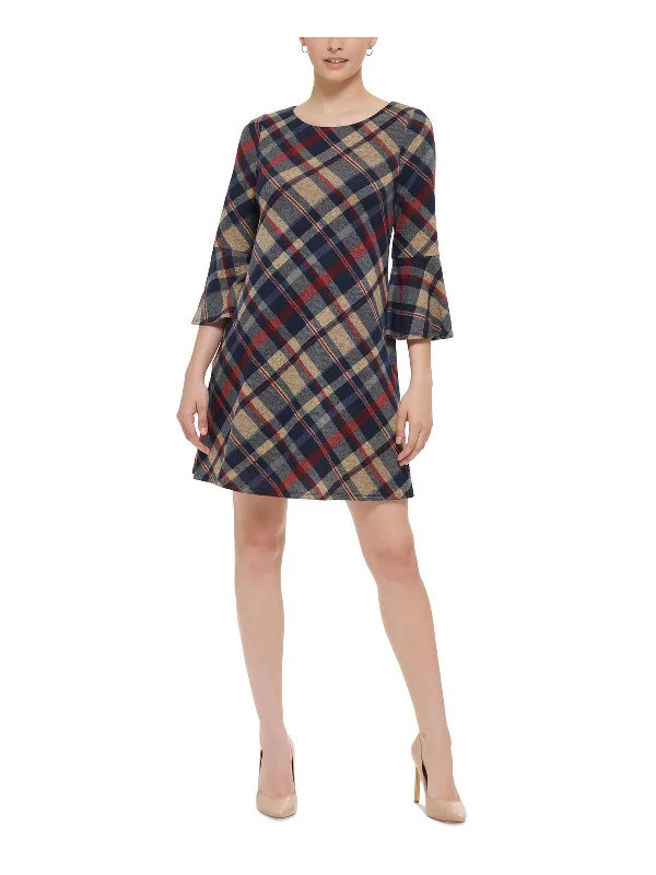 Womens Plaid Mini Shift Dress