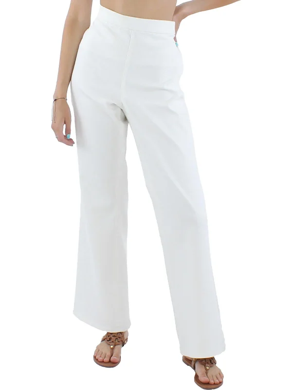 Womens Slim High Rise Straight Leg Pants