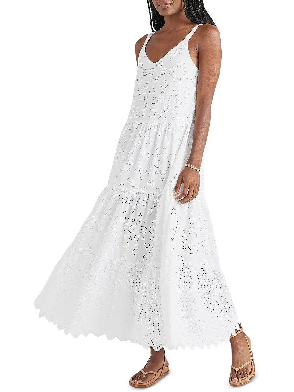 Wynona Womens Cotton Eyelet Maxi Dress