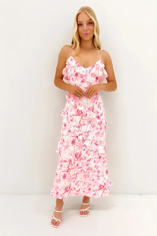 Ziggy Midi Dress Pink Floral